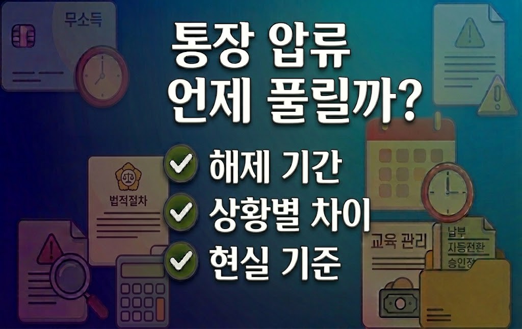 통장 압류 해제까지 걸리는 기간과 상황별 차이 설명 이미지