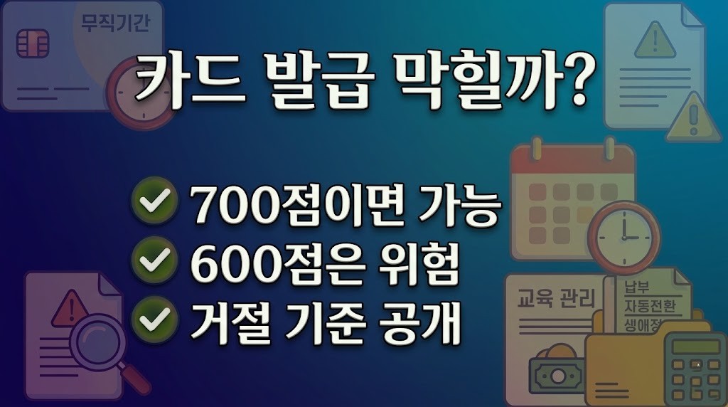 신용점수에 따른 카드 발급 가능 여부와 기준 설명 이미지