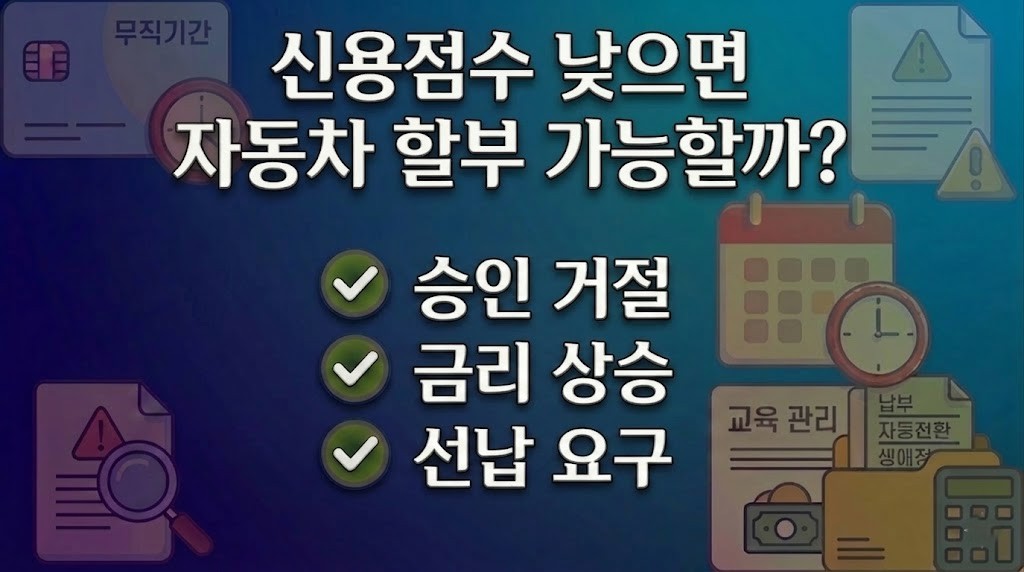 신용점수 낮을 때 자동차 할부 승인 조건과 제한 설명 이미지
