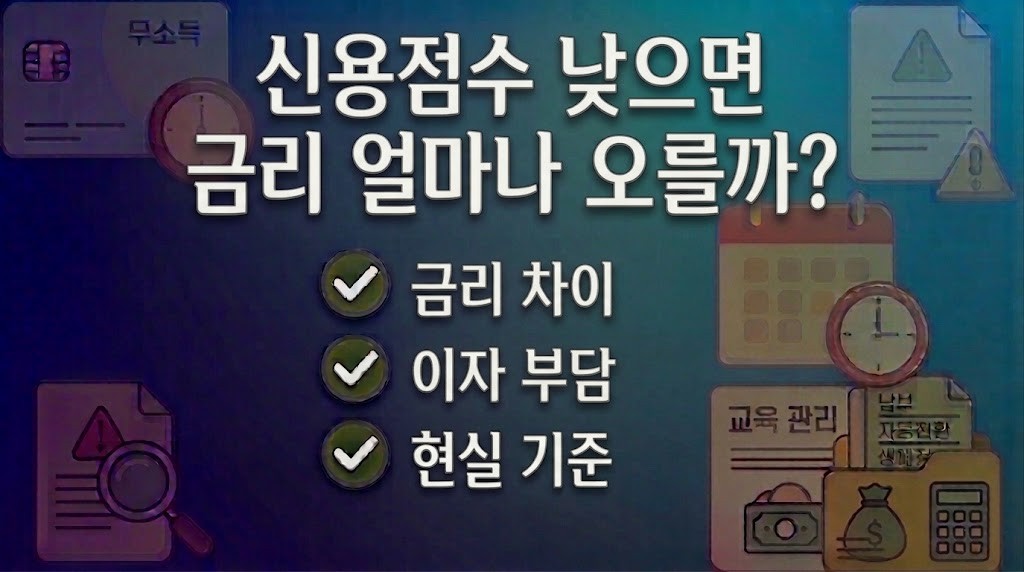 신용점수에 따른 대출 금리 차이와 이자 부담 비교 설명 이미지