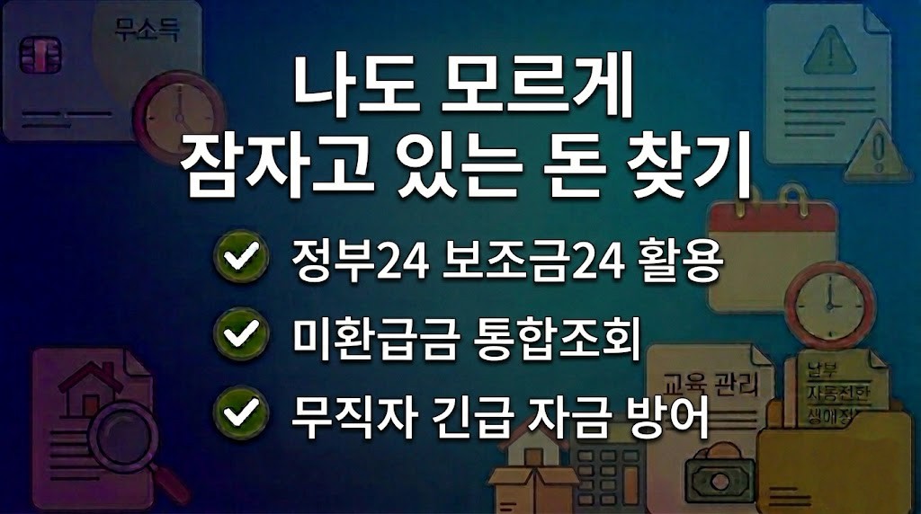 퇴사 후 자금 고갈될 때, 전 국민 필수 미수령 환급금 및 정부 지원금 통합 조회 가이드