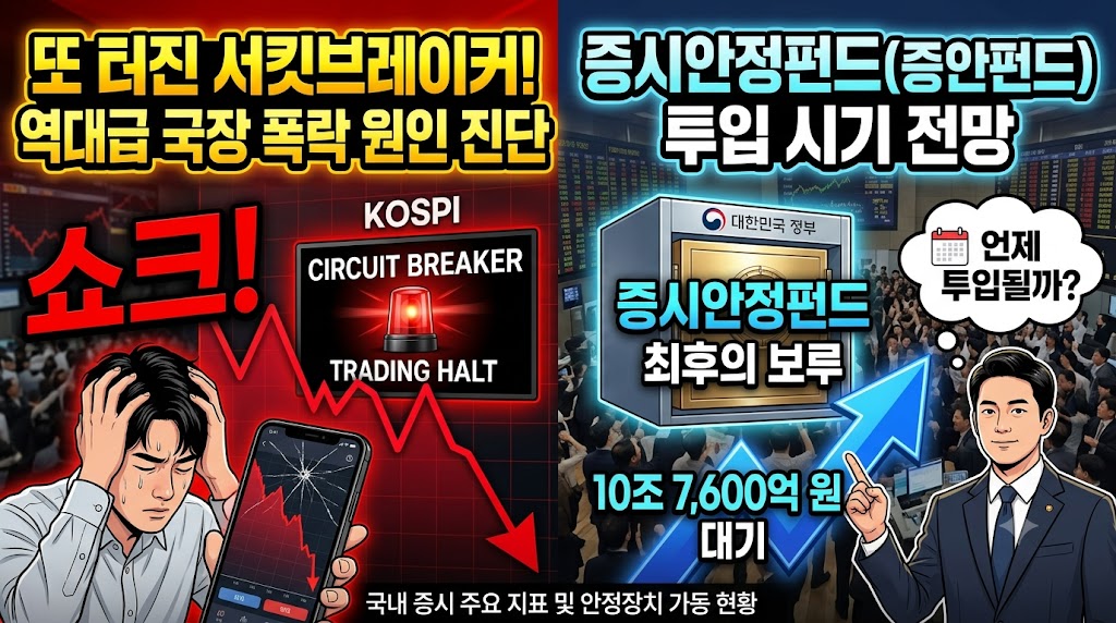 또 터진 서킷브레이커! 역대급 국장 폭락 원인 진단 및 증시안정펀드(증안펀드) 투입 시기 전망