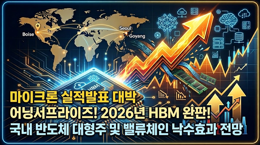 마이크론 실적발표 대박 어닝서프라이즈! 2026년 HBM 완판이 국장 반도체에 미칠 영향