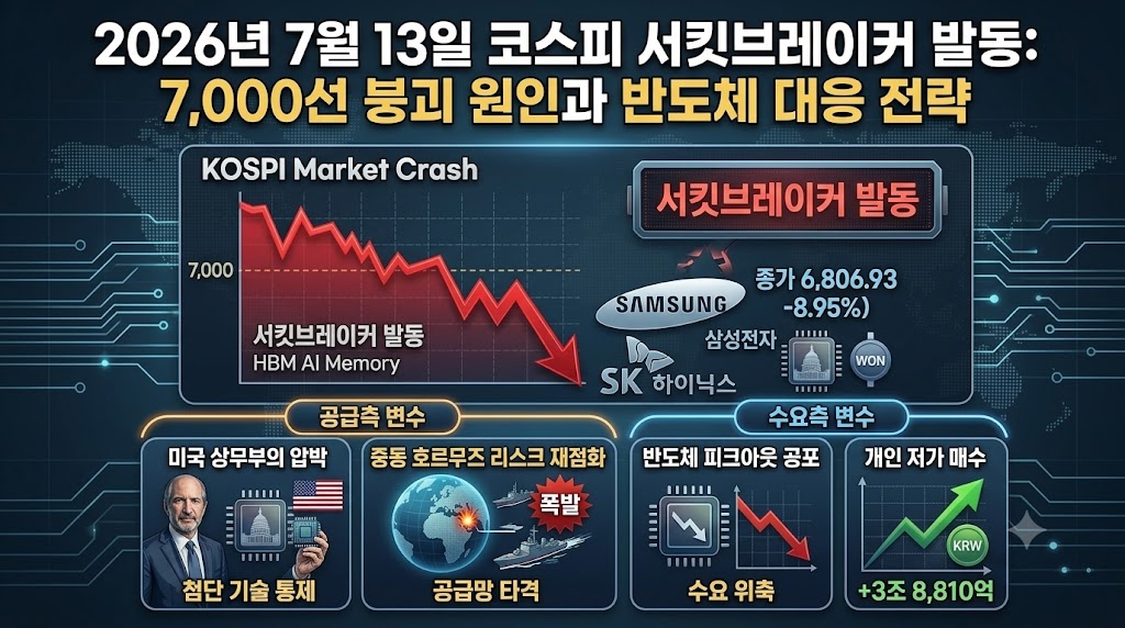 2026년 7월 13일 코스피 서킷브레이커 발동: 7,000선 붕괴 원인과 반도체 대응 전략