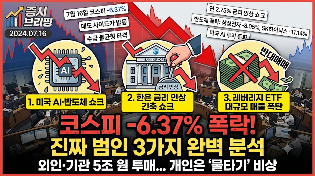 어제는 매수, 오늘은 매도 사이드카 7월 16일 코스피 -6.37% 폭락의 진짜 범인 3가지