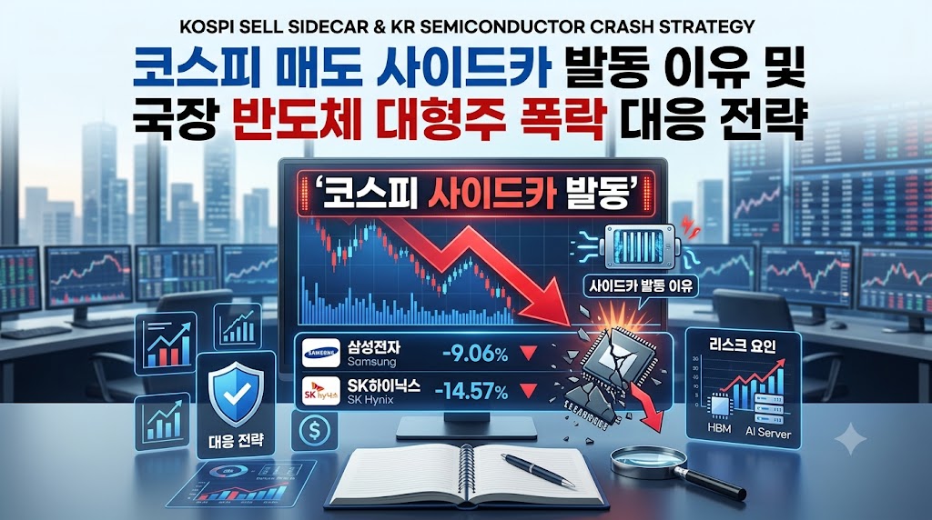 코스피 매도 사이드카 발동 이유 및 국장 반도체 대형주 폭락 대응 전략