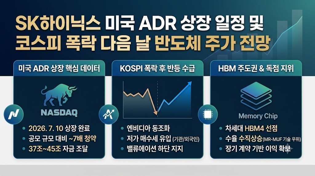 SK하이닉스 미국 ADR 상장 일정 및 코스피 폭락 다음 날 반도체 주가 전망