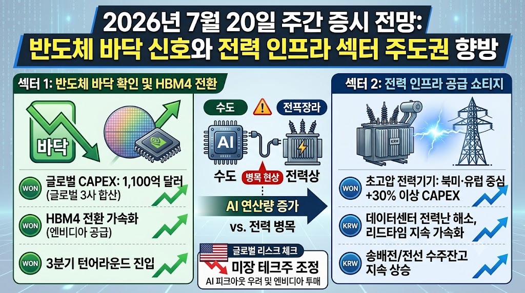 2026년 7월 20일 주간 증시 전망 반도체 바닥 신호와 전력 인프라 섹터 주도권 향방